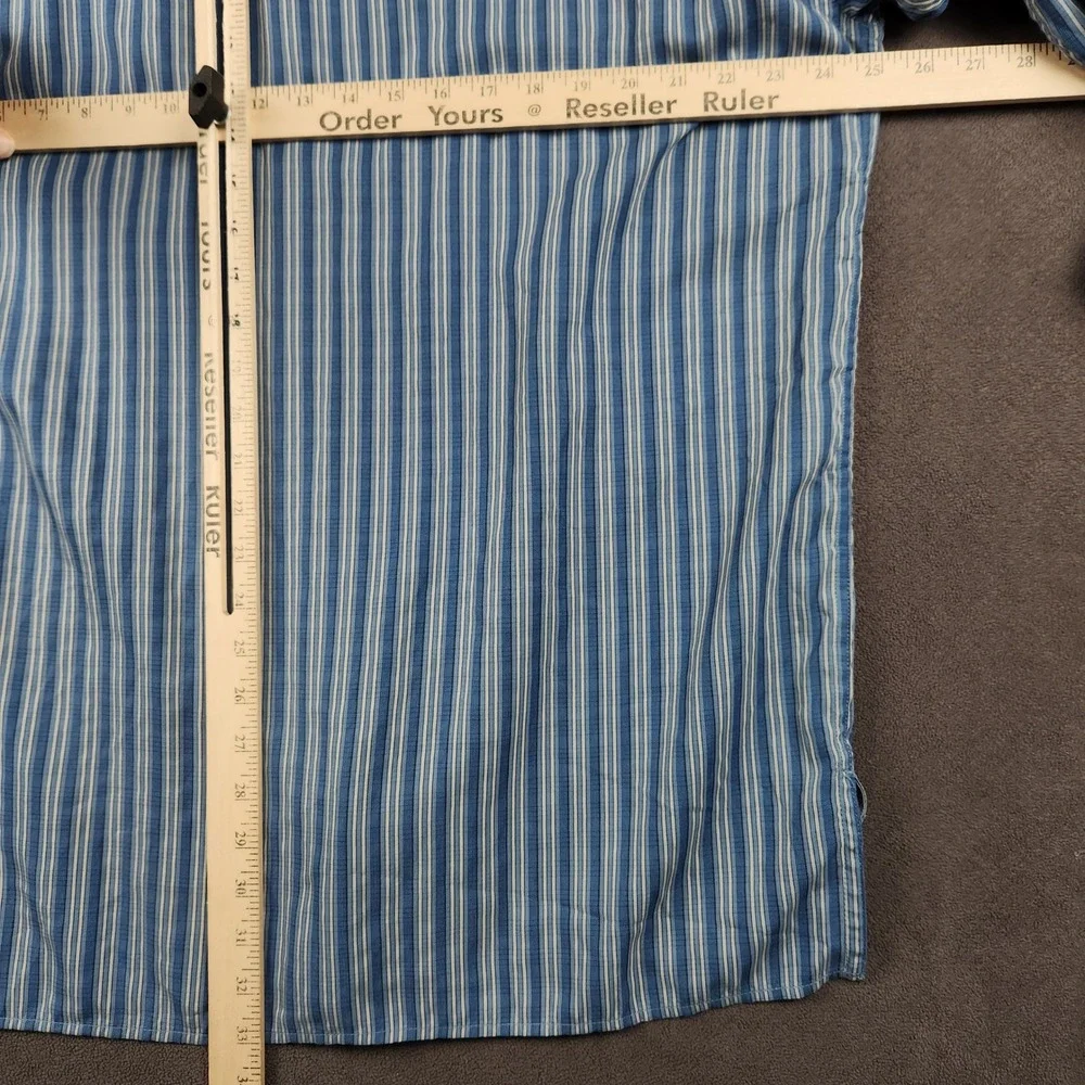 The North Face Shirt Mens XL Blue Striped Roll Tab Sleeve Button Up Modal Hiking